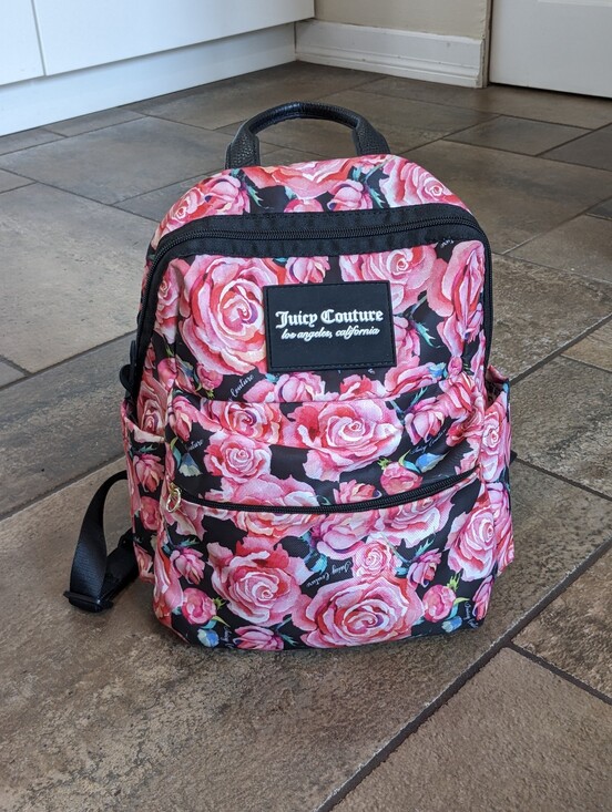 Juicy Couture Handbags - Juicy Couture Y2K Pink Floral Mini Chic Feminine Everyday School Work Backpack